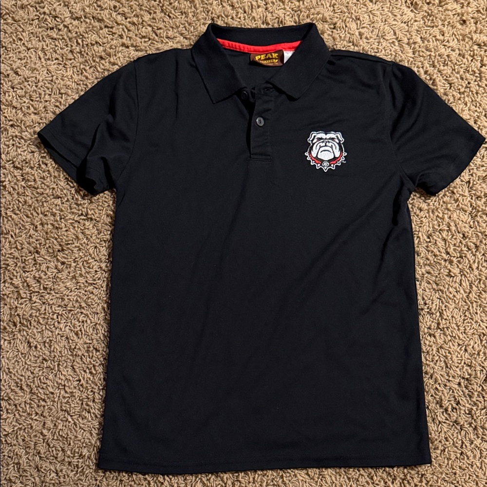 Black Polo Shirt with GA Bulldogs Embroidered Logo RUNS SMALL!! Fits 12